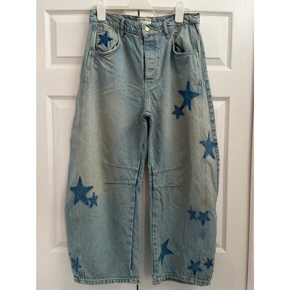 Free People We The Free Good Luck Star Barrel Jeans 30 - Picture 4 of 9